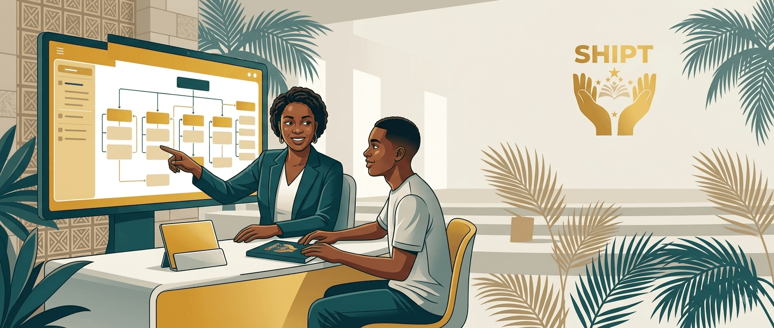 An advisor helping a SHIPT student