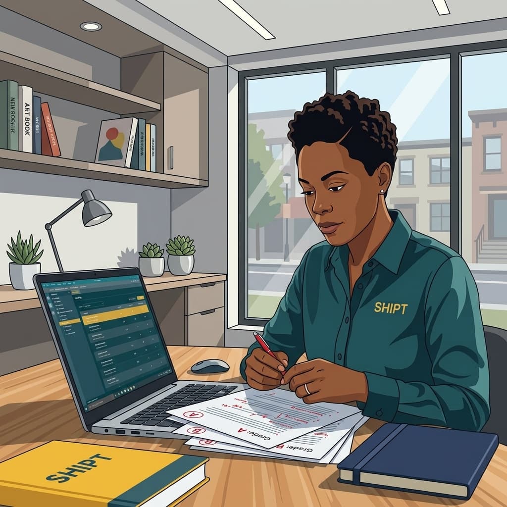 A teacher preparing course materials